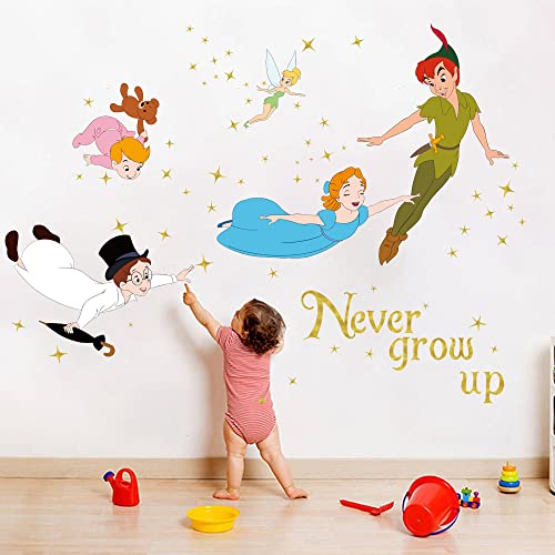 Runtoo Baby Wall Decal Stickers for Kids Bedroom Nursery Classroom | peel and stick, for boys and girls, never grow up, quotes, vinyl, removable, wall art decor