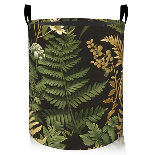 Floral Botanical Laundry Basket, Oxford Cloth Vintage Rustic Dirty Clothes Collapsible Hamper for Room Decor, Flower Plant Print Gifts Toy Organizer 19.7 * 15.7 Inch for Bedroom Bathroom Dorm - style: Botanical