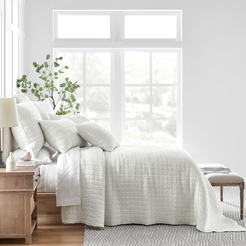 Levtex Home Mills Waffle Twin Bedspread Set (84x104in) with 1 Pillow Sham (26x20in) - Cream - Cotton Waffle Twin Size Bedspread Set - Lightweight, Soft, Pre-Washed - color: Cream, size: Twin Bedspread