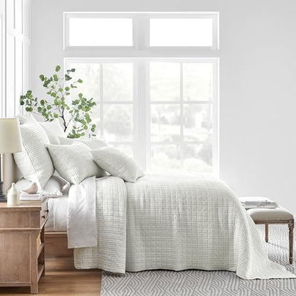 Levtex Home Mills Waffle Twin Bedspread Set (84x104in) with 1 Pillow Sham (26x20in) - Cream - Cotton Waffle Twin Size Bedspread Set - Lightweight, Soft, Pre-Washed - color: Cream, size: Twin Bedspread