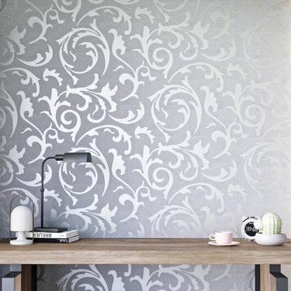 mamonhome Silver Gray Self Adhesive Removable Wallpaper Peel and Stick Wallpaper for Livingroom, Bedroom, Kitchen, Bathroom. (Flower(Non-Adhesive)) - color: flower(Non-adhesive)
