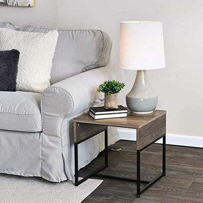 Household Essentials Ashwood Wrap End Table with Black Iron Base - color: Ashwood, style: End Table
