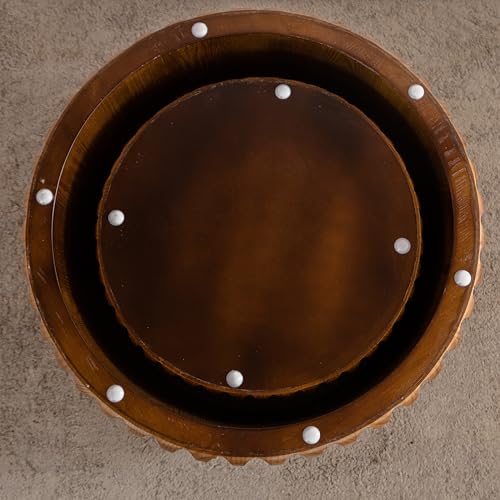45.07'' Round Coffee Table Set of 2, Modern Mid-Century Circle Fluted Drum Nesting Coffee Table for Living Room, No Assembly, Walnut - color: 45.07in-walnut