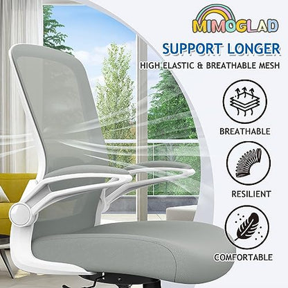 Mimoglad Ergonomic High Back Mesh Office Chair, Adjustable Lumbar Support, Thickened Seat Cushion (Modern, Moon Gray) - color: Moon Gray