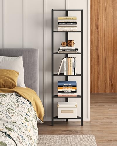 TUTOTAK Corner Shelf, 6-Tier Corner Bookshelf for Small Space | Narrow Display Corner Shelf Stand with Storage Rack, for Living Room, Bedroom, Black BS05BK006 - color: Black, size: 6-Tier Ordinary