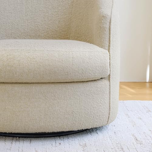 CHITA Barrel Swivel Accent Chair, Wood Frame, Fully Assembled, Oatmeal | Modern Armchair with FSC Certified Wood Frame, Living Room Chair for bedroom & office, 31.5"Dx32.3"Wx28.7"H, 350 Lbs Capacity - color: Oatmeal - Fabric