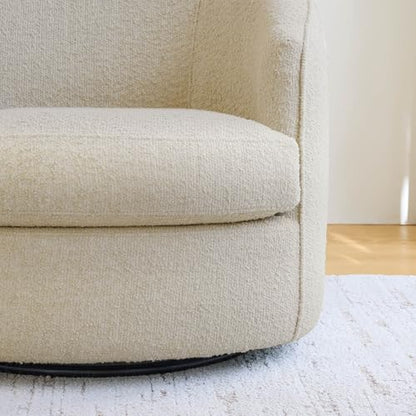 CHITA Barrel Swivel Accent Chair, Wood Frame, Fully Assembled, Oatmeal | Modern Armchair with FSC Certified Wood Frame, Living Room Chair for bedroom & office, 31.5"Dx32.3"Wx28.7"H, 350 Lbs Capacity - color: Oatmeal - Fabric