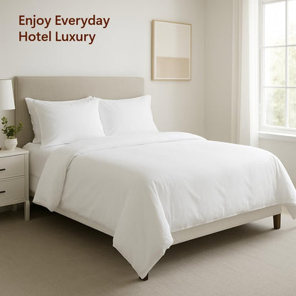 Peru Pima 285 Thread Count Percale Full/Queen Duvet Cover Set - 100% Peruvian Pima Cotton, 3 Piece (1 Cover, 2 Pillowcases) - Cooling, Crisp, Deep Pocket, Hotel Quality Bedding - White - color: White, size: Full/Queen