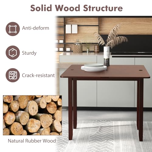 GIANTEX 20"-40" W Extendable Dining Table for 2-4, Rubber Wood Frame | Farmhouse Expandable Kitchen Table w/Hidden Storage, Space-Saving Dinner Table for Small Space, Apartment, Living Room
