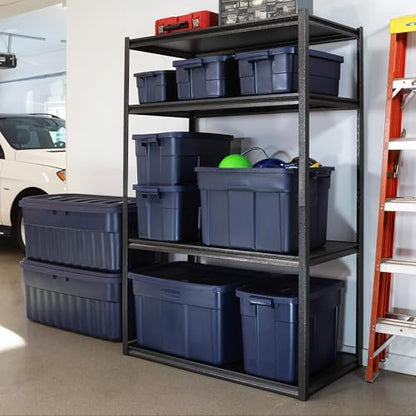 Rubbermaid Roughneck Tote 18 Gal, 6 Pack, Made in USA, Dark Indigo Metallic, Rugged Plastic Stackable Storage Bins with Lids and Handles - size: 18 Gal - 6 Pack