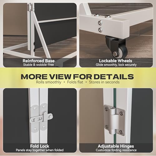 Hasipu 71"×71" Large Tri-Fold Full Length Mirror on Wheels | Tempered glass & metal frame, 4 lockable casters, detachable stand, ideal for gym, dance studio, fitness room & home. - size: 70"L x 70"W