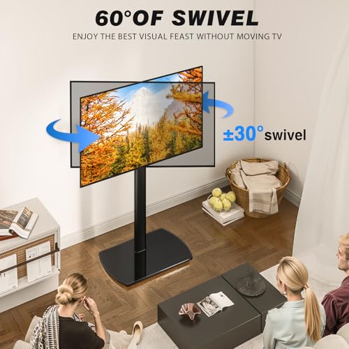 YOMT Universal TV Floor Stand with Mount for 27-70 Inch LCD LED OLED TVs, Swivel Height Adjustable Tall TV Stand, Space Saving Design for Corner Bedroom Living Room, Black - color: Black