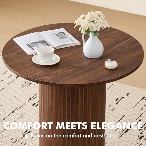 31.5" Round Dining Table for 2, Modern Small Pedestal Kitchen Table, Space Saving, for Apartment Dining Living Room - color: Mini Brown 31.5