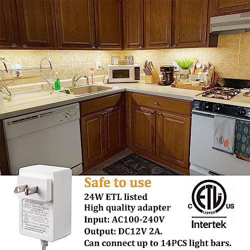 WOBANE Under Cabinet Lights Kit, 20inch 6PCS LED Strip Bars with RF Remote | 4000K Natural White,24W Adapter,1500LM,Hidden Super Bright Daylight for Kitchen Cabinet,Under Desk,Counter Lighting - color: Natural White, size: 6*20inch