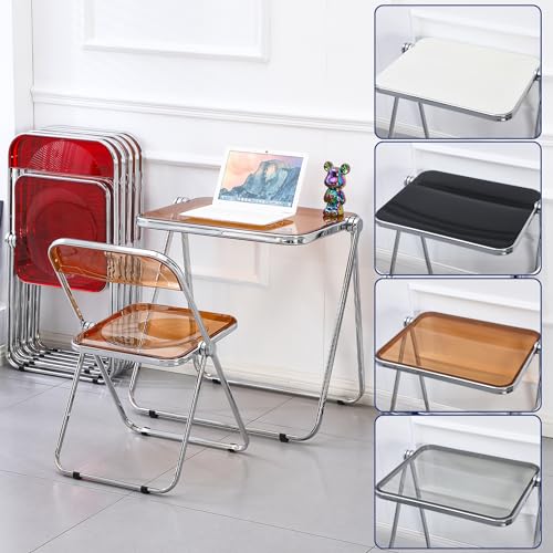 KAIHAOWIN Folding TV Tray Table Acrylic Foldable Table No Assembly Required Tiny Desk for Home Office Side Table Small Computer Desk for Small Spaces (Clear) - color: Clear