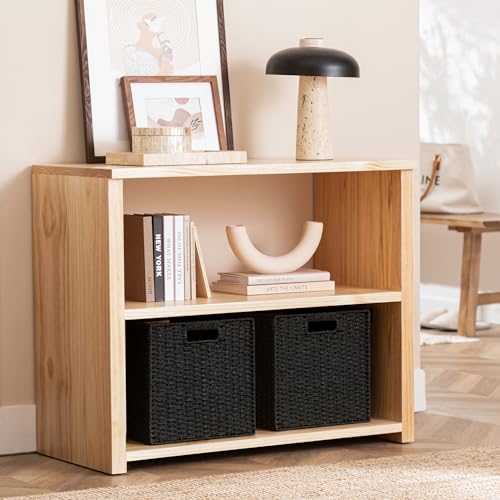 UBBCARE 3 Pack Wicker Basket, 11L×11H×10.5W inch Woven Paper Rope Storage Baskets for Shelves, Foldable Cube Storage bin with Handle, Storage Basket for Organizing & Decor, Black - color: Black, size: Cube-3pack 11"×11"×10.5"