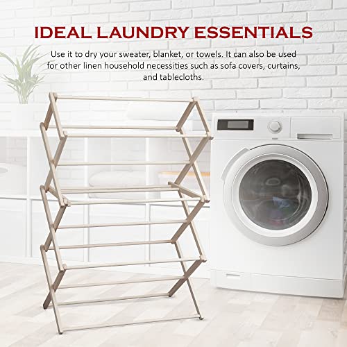 Peaceful Classics Wooden Laundry Rack - Amish Handmade Wooden Clothes Drying Rack - Foldable Drying Rack for Towel, Blanket, Linen Household Essentials - for Indoor Or Outdoor Use (52" x 36" x 16") - size: Medium