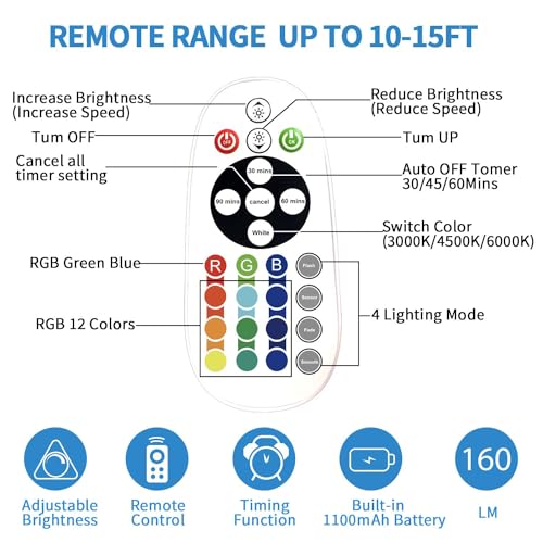 Under Cabinet Lighting,48LED RGB Rechargeable Under Cabinet Lights with Remote,Dimmable & 15 Color Temps,Magnetic Closet Light Bar,Wireless Under Counter Lights for Kitchen,Car,Shelf(5 Pack) - size: 5 Pack
