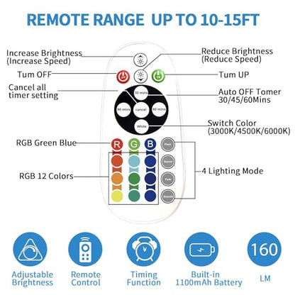 Under Cabinet Lighting,48LED RGB Rechargeable Under Cabinet Lights with Remote,Dimmable & 15 Color Temps,Magnetic Closet Light Bar,Wireless Under Counter Lights for Kitchen,Car,Shelf(5 Pack) - size: 5 Pack