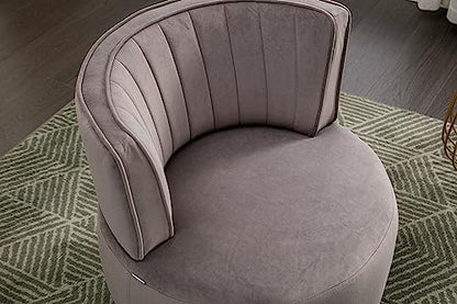 SLEERWAY 360° Swivel Barrel Chair Set of 2, Modern Velvet Round Accent Chair, Comfy Upholstered Small Armchair with Gold Metal Base for Living Room Bedroom Nursery Office Sillas para Sala, Gray - color: Grey, size: 25.2" W