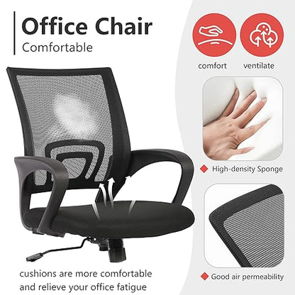 PayLessHere Office Chair | Black | with Lumbar Support, Adjustable Height | Ergonomic Armrests, 360 Swivel Base & Smooth Casters | Computer Chair for Office, Home, Conference Rooms | Pack of 1 - color: Black, style: pack of 1