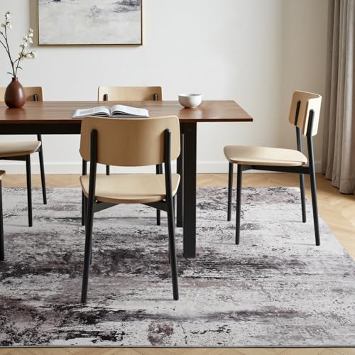 Toneed Abstract Area Rug Modern Washable Rug Soft Non Slip Rug Low Pile for Bedroom Living Room Dining Room Coffee Brown 9x11 Feet - color: Coffee Brown, size: 9' x 11' (Rectangular)