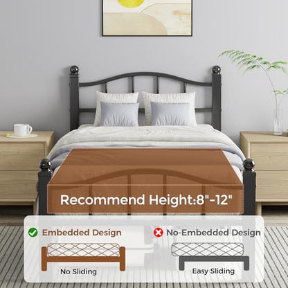 Metal Twin Bed Frames Set of 2 | Noise-Free Design, 12" Underbed Storage, Heavy Duty with Headboard, No Box Spring Needed, Tool-Free Assembly - color: Twin Set of 2 Black
