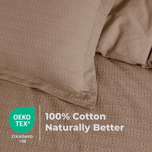 Dreamology Waffle Weave Duvet Cover,Full Size Duvet Cover,100% Cotton | Waffle Duvet Covers with Zipper Closure,Textured & Breathable Duvet Cover Set,Bedding Duvet Cover Sets,3 Pcs (Camel Brown) - color: Camel Brown, size: Full