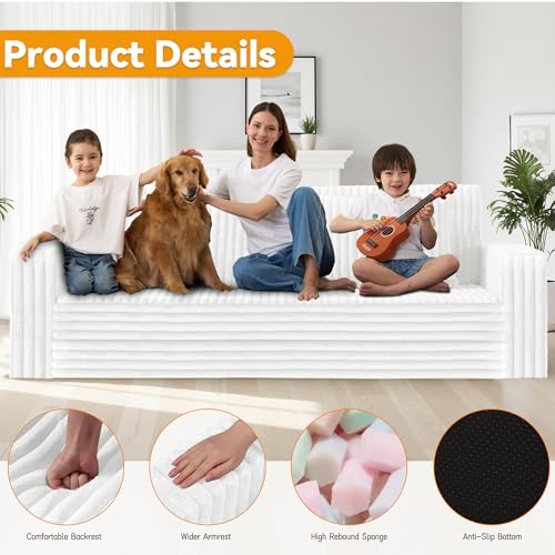 78" Loveseat Boneless Couch,4-in-1 Convertible Sofa Bed | Plush Fur Folding Futon Sofa Bed Couches w/1-Pillow for Living Room,High-Density Foam,No Assembly Required(King Beige) - color: Beige, size: King