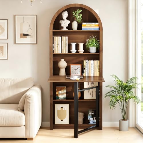 Folding Convertible Writing Table Fold-Out Murphy Desk Computer Desk | Space Saving Arched Foldable Desk Cabinet with Storage,Multi-Function folding table for Small Spaces,Home Office,Bedroom