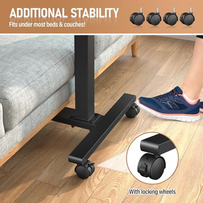 Eocnrhe Adjustable Overbed Bedside Table, Hospital Bed Table with Wheels, Portable Rolling Desk, Mobile Small Standing Desk, Rolling Laptop Stand, Computer Cart - size: 23.62inch