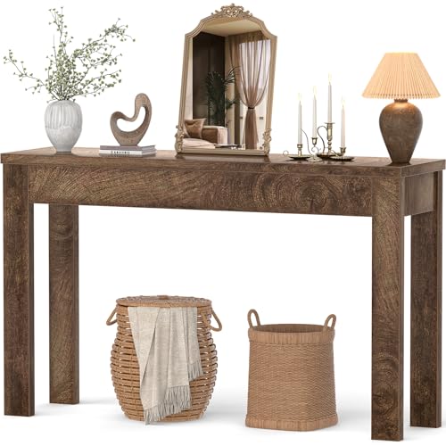 Console Table for Entryway, 47" Farmhouse Sofa Tables Narrow Long | Entry Way Table Behind Couch, Hallway Table for Entrance, Living Room, Foyer, Cracked Oak - color: Cracked Oak, size: 47"