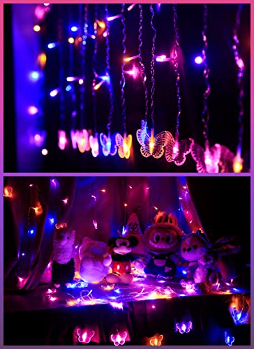 Butterfly Fairy Lights for Bedroom Curtain Ceiling Wall Decor USB Plug-in 120 Led 19.7FT Twinkle String Light with Remote, for Toddler Teen Girls and Christmas Decorations