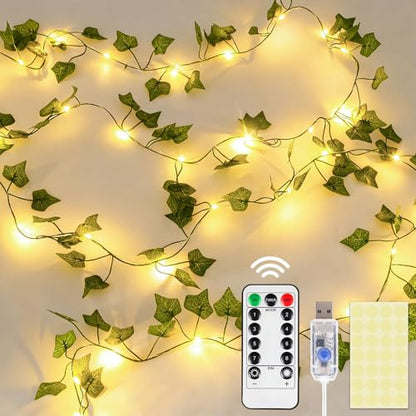 DomeStar 40 FT 120 LED Fairy Lights with Vines, Vines with Light, Curtain | Bedroom, String Lights with Remote for Dorm, Wedding, Party, Wall, Indoor, Outdoor Holiday Home Decor - style: 40Ft-120LED-lvy