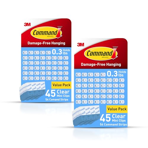 Command Indoor Mini Light Clips, Damage Free Hanging Christmas Lights, Mini Wall Clips for Hanging Indoor Christmas Decorations, Lights and Cables, 90 Count - style: 90 Clips