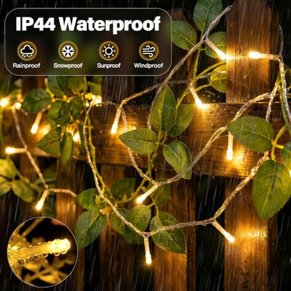 Ollny Fairy Lights Battery Operated 2 Pack, Total 200 LED 66 FT Battery String Lights, Waterproof LED Light with 8 Modes, Bedroom Indoor Outdoor Classroom Party Decorations, Warm White - size: 66 FT