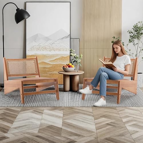 HAOBO Home Rattan Chair Mid Century Modern Accent Chair for Reading Living Room Home Bedroom
