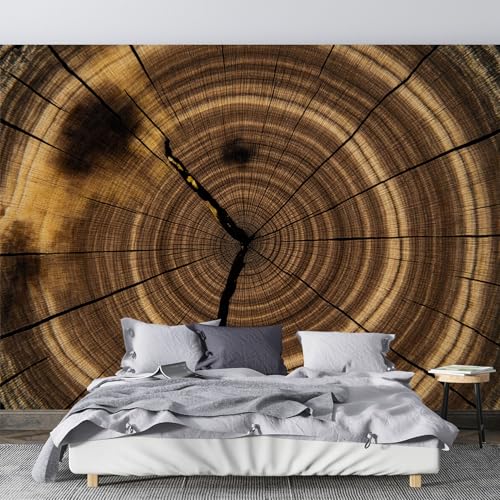 Custom Wall Mural Wallpaper Wood Grain Tree Ring Pattern Removable SelfAdhesive Large Photo for Living Room,Bedroom,Office