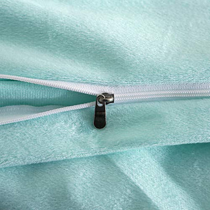Faux Fur Velvet Fluffy Bedding Duvet Cover Set Down Comforter Quilt Cover with Pillow Shams, Ultra Soft Warm (Queen, Aqua) - color: Aqua, size: Queen
