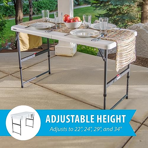 LIFETIME Height Adjustable Folding Table, 4 Foot