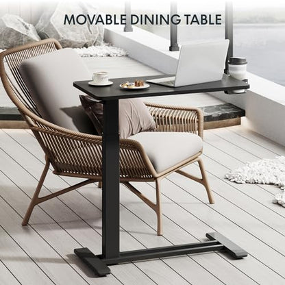 FLEXISPOT H7 28" Pneumatic Height-Adjustable Overbed Table with Wheels | C-shaped bedside table,Medical End Table,Rolling Cart TV Tray,Laptop desk for Hospital Home office use,27.6"Wx15.7"D,Black - color: Black, size: Small