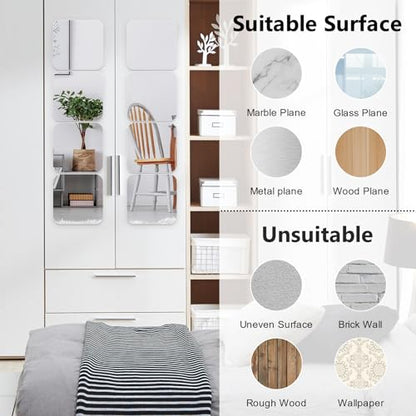 Shiftshade Wall Stickers - Unbreakable Self-Adhesive Mirror Tiles for Bedroom, Home, Gym, Door - Acrylic Shatterproof Sheets, Panels (8x8 Inch, 4 Pcs) - size: 8x8inchx4pack
