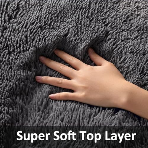 Ophanie Small Rug Washable Non Slip Throw Bedside Area Rugs, Fluffy Soft Mini Bedroom Carpet, 1.5x2.5，1.5x4 and 1.5x5 Rug Set, 3 Piece Grey with Over 99 pcs Pile fibers - color: 1- Grey, size: 1.5' x 2.5' + 1.5' x 4' + 1.5' x 5' (Rectangular)