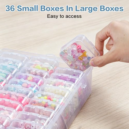 Bead Organizer Box, 72 Pcs Mini Clear Bead Storage with Hinged Lid and Labels, Small Plastic Containers for Jewelry Making, DIY Craft, Diamond Painting, Screws, Nail Art, and Seeds (2 Pack) - color: 2 Pack