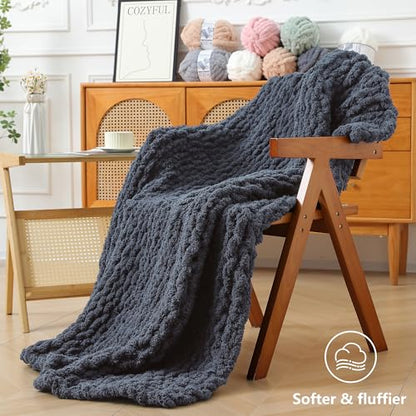 Cozyful Chunky Yarn for Hand Knitting - #10 Chunky Chenille Yarn, Jumbo Big Thick Chunky Yarns for Crocheting, Super Bulky Chunky Knit Blanket Yarns, 8 Skein (22 yds 8 oz Each Skein), Charcoal Grey - color: Charcoal Grey