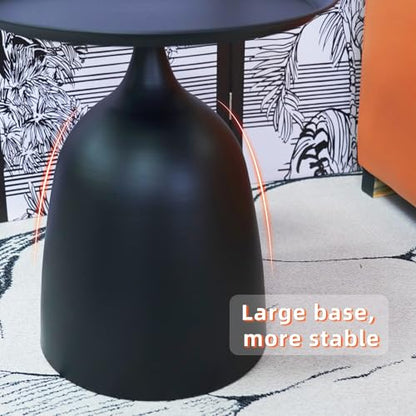 Benkyo Black Nesting Tables Pedestal Coffee Table Set of 2 Nesting Side Tables Round Metal End Table Small Circle Modern Sofa Table for Living Room，Black - color: Black