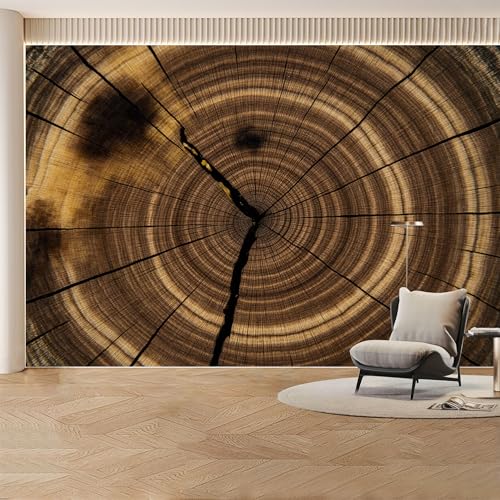 Custom Wall Mural Wallpaper Wood Grain Tree Ring Pattern Removable SelfAdhesive Large Photo for Living Room,Bedroom,Office
