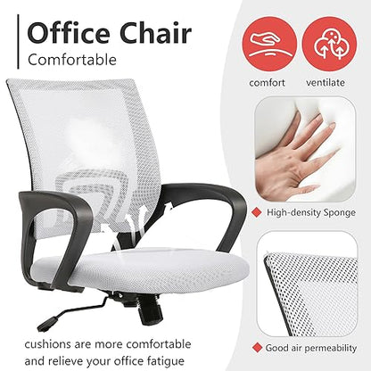 PayLessHere Office Computer Chair Ergonomic Cheap Desk Chair Adjustable Comfortable Mid Back Task Rolling Swivel with Lumbar Support for Home Office (Pack of 2, White) - color: White, style: pack of 2