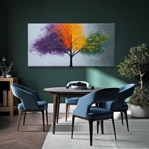 Oversized Wall Art Decor Green Tree Of Life Canvas Art Wall Decor For Living Room Purple Nature Botanical Wall Art Decor Modern Wall Art Decor Artwork For Home Bedroom Office Wall Decor 29×58 Inch - color: D-01M, size: 58"L x 29"W