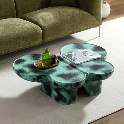 Modern Fiberglass Butterfly Coffee Table, Black and White Artistic Center Table, Sculptural Accent Cocktail Table for Living Room, Durable Contemporary Furniture(47''Blue+Black) - color: 47''blue+black